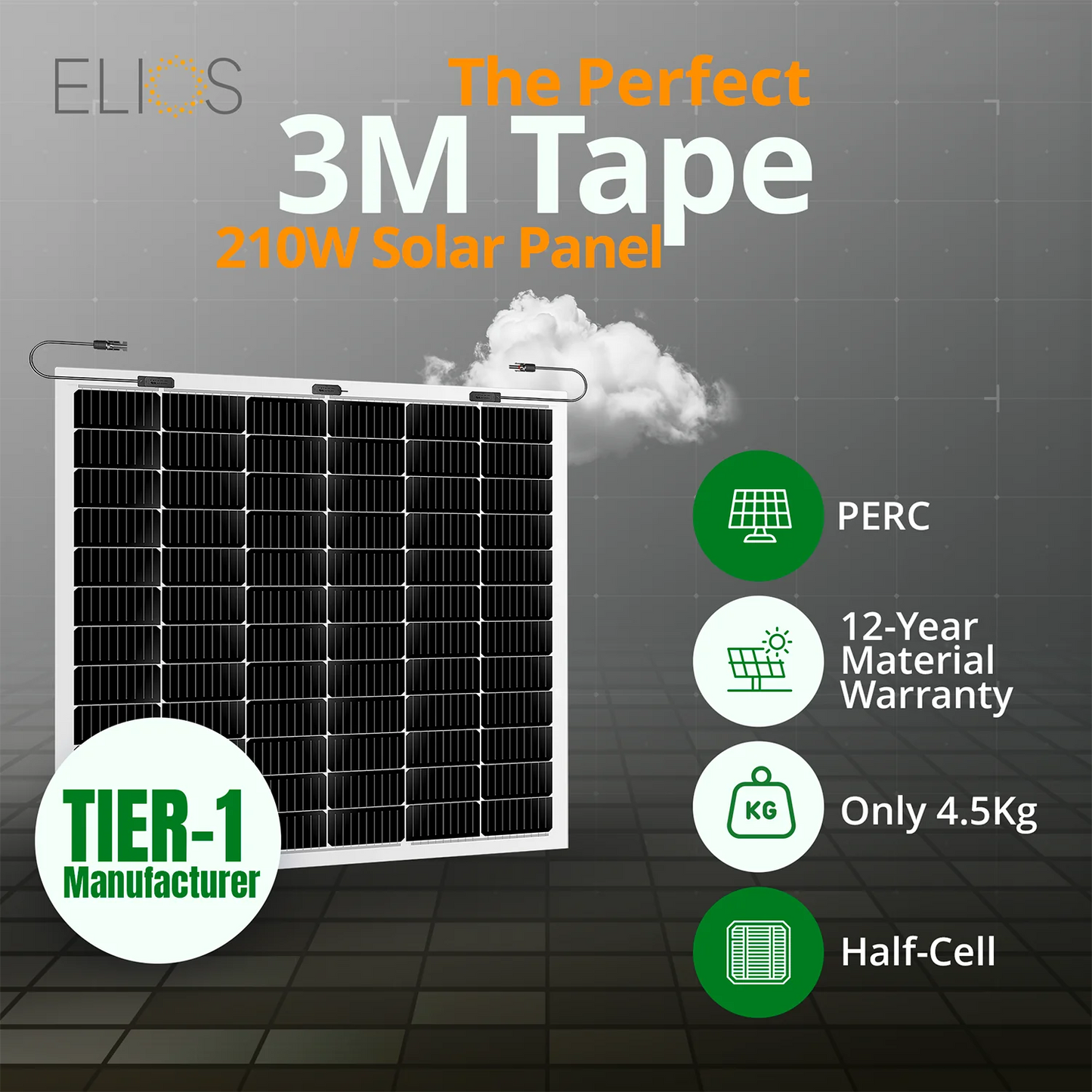 Pack of 2 210W Semi-Flexible Solar Panels Elios Voltaic210F-T | 420W with 3M Fixing