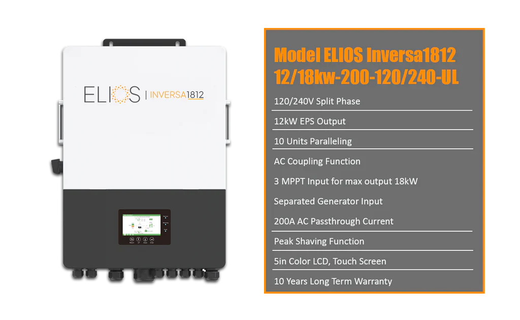 Elios Inversa1812 | Onduleur Hybride Solaire Tout-en-un 12/18 kW | LuxPower | Certifié UL1741